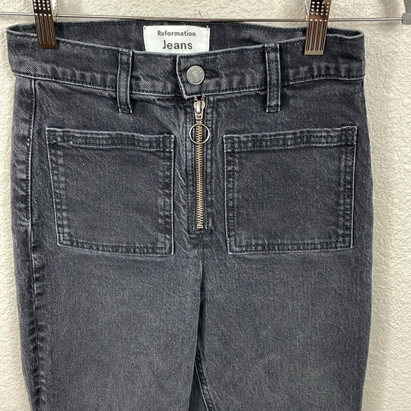 Reformation Peyton Zip Ultra High Rise Bootcut Jeans Solana Washed Black 25 - Picture 5 of 14